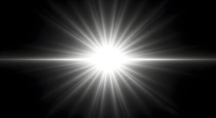 Bright starburst lens flare silhouette