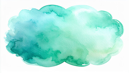 Abstract watercolor cloud shape with blended green and blue hues image photo
