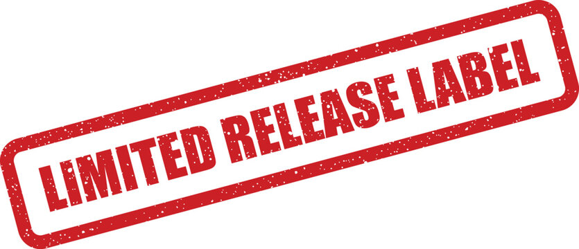Textured red rubber stamp reading Limited Release Label, indicating an exclusive product tag or edition marker