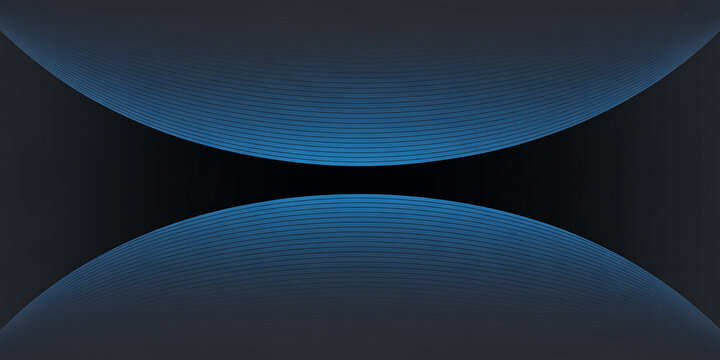 Dark blue curved lines forming abstract hourglass shape on black background image photo