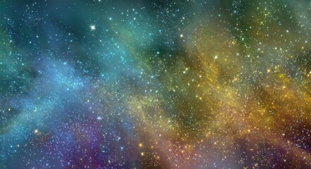 Naklejka premium Vibrant Light Textures in a Multicolored Starry Sky - Abstract Galaxy Wallpaper