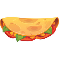 Delicious Folded Flatbread Filled With Fresh Sliced Tomatoes Green Leaves And Yellow Corn Kernels Against A Transparent Background