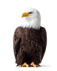Obraz premium Majestic Bald Eagle with White Head and Sharp Beak on White Background