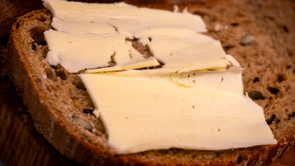 bread and butter. Close-up of a sandwich with butter.