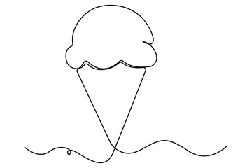 Continuous line drawing of ice cream with stick minimalist one line popsicle outline design
