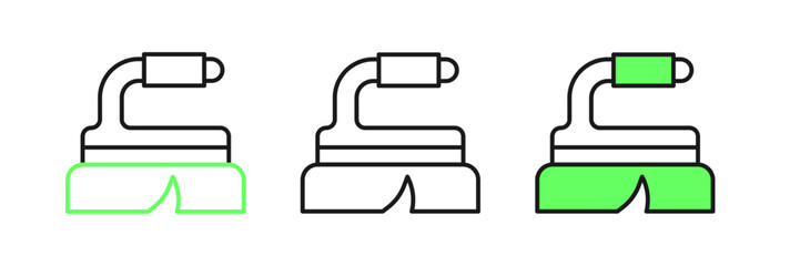 Set line Brush for cleaning icon isolated on white background. Cleaning service concept. Vector