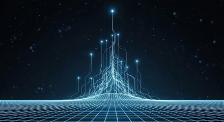 Dive into the future with this dynamic network connecting data points on a modern grid, perfect for tech startups and cutting-edge innovation visuals