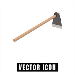 Classic garden hoe tool with wooden handle isolated on white background