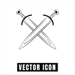 Two crossed swords vector icon grunge style illustration
