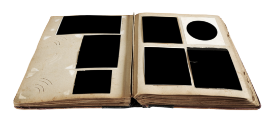 Open Antique Photo Album with Blank Pages