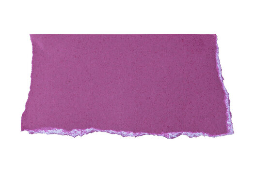 Ripped piece of purple paper isolated over white background