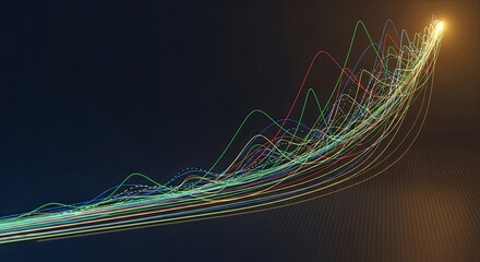 Visualize your company's stunning growth with vibrant data streams leading to success, a modern and dynamic way to represent upward trends