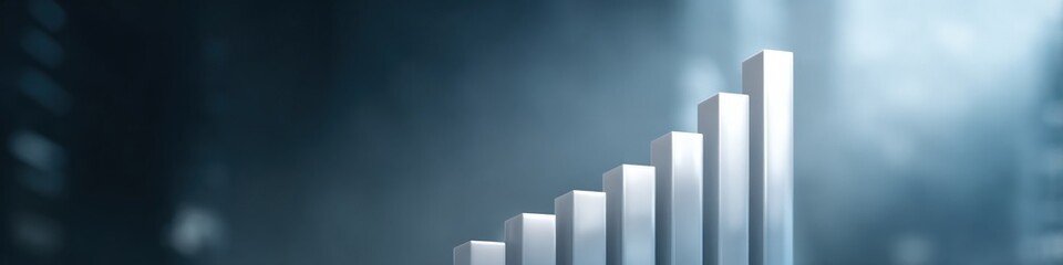 Rising bar graph on blurred background: business growth concept