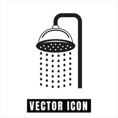 Simple black and white vector icon of a shower head