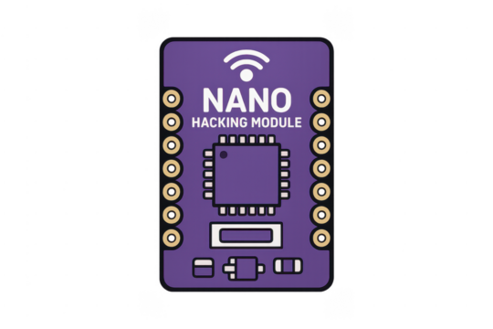 Nano hacking module with wifi symbol on transparent background