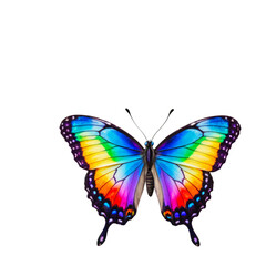 Obraz premium A beautiful colorful butterfly sits on a clean white surface