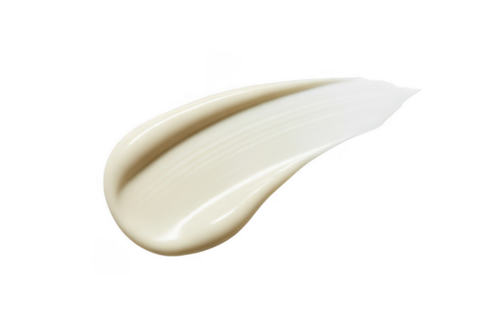 Cream swatch texture with subtle lines and highlights isolated on a transparent background