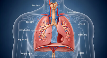 Human Lung Anatomy Diagram Showing Structure and Function