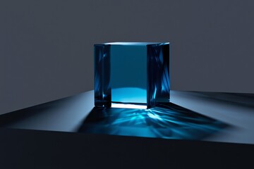 Blue crystal prism reflecting light