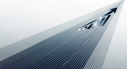 Dynamic upward arrow pointing to business growth with parallel lines suggesting progress, ideal for illustrating financial success and positive market trends