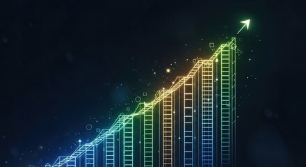 Visualize your success with this vibrant neon growth chart, depicting upward trends and business achievement with a modern, professional aesthetic.