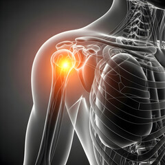 Human Shoulder Anatomy with Pain Indication in Medical Visualization