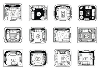 Floor Plan Layouts Collection Diverse Room Designs from Above furniture icons interior design architecture