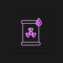 Filled outline Radioactive waste in barrel icon isolated on black background. Toxic refuse keg. Radioactive garbage emissions, environmental pollution. Flat filled outline style with shadow. Vector