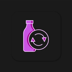 Filled outline Recycling plastic bottle icon isolated on black background. Flat filled outline style with shadow. Vector