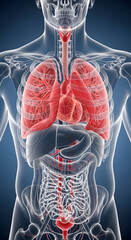 Human Anatomy Diagram Showing Lungs and Internal Organs