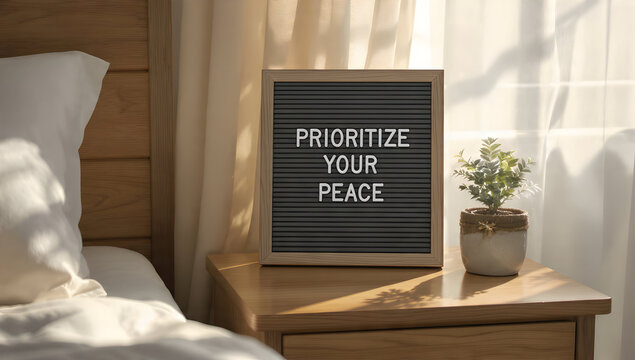 Cream letter board reading MENTAL STRENGTH TRAINING with motivational books, notebook, inspiring workspace, professional photography