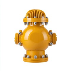 Bright Yellow Fire Hydrant with Unique Design and Features  Isolated on white background