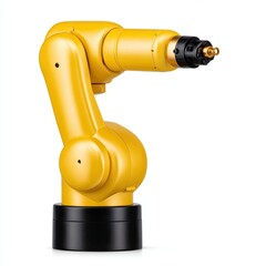 Industrial Yellow Robotic Arm Isolated on White Background