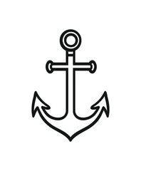 Simple outline drawing of a nautical anchor symbol isolated on a white background
