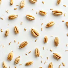 Obraz premium Scattered, light-tan grains on white background