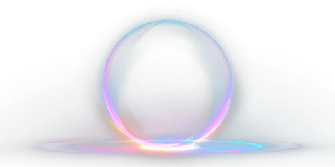 Abstract 3D neon sphere with curved gradient waves and glowing circular frame — dynamic vector for sci‑fi designs, modern posters, UI backgrounds, or creative tech visuals.