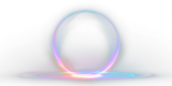 Abstract 3D neon sphere with curved gradient waves and glowing circular frame — dynamic vector for sci‑fi designs, modern posters, UI backgrounds, or creative tech visuals.