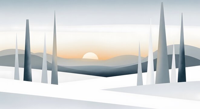 minimalist mountain landscape at sunset for travel blogs, environmental presentations, greeting cards, websites, nature themes, and desktop backgrounds, with copy space