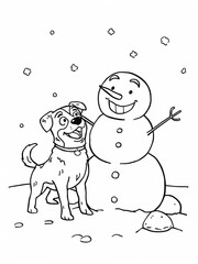 snowman and dog