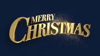 Golden Merry Christmas text glittering against a dark blue background brings festive cheer and evokes holiday magic for your seasonal projects - Powered by Adobe