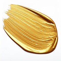 Gold paint stroke on white background (1)