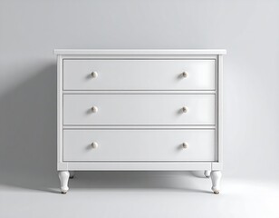 White chest of drawers against a plain wall