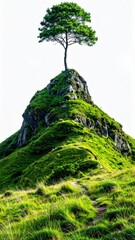 Lone tree atop mossy peak