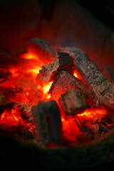 Red hot charcoal stove