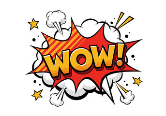 Comic Book Style WOW! Speech Bubble with Explosive Design