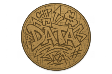 Data chip coin with urban graffiti street art