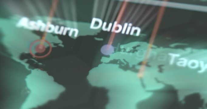 Multiple cyber attacks all over the world displayed on digital map