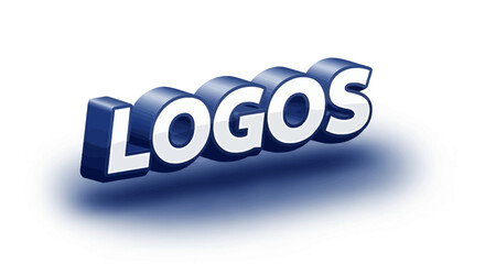3D rendered word 'LOGOS' in a blue and white color scheme, with a shadow.