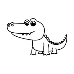 Cute crocodile outline drawing in simple black line style for kids coloring and worksheets