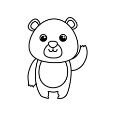 Cute bear outline drawing in simple black line art for kids coloring pages and worksheets